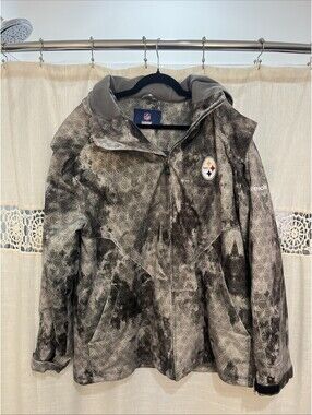 Pittsburgh Steelers Reebok On Field Geometric Camo Full Zip Hoodie Men’s XL